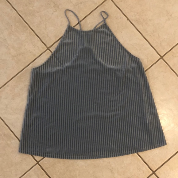 T back swing tank, velvet feel and sheer stripes - Picture 1 of 4